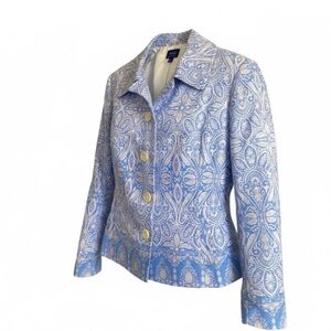 Tabi Vintage Lined Blazer, Pockets, Quality Construction, Pale Blue w White